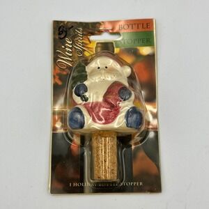 Holiday Santa Claus Ceramic Bottle Stopper Wine Spirits Wrap‎ Art New